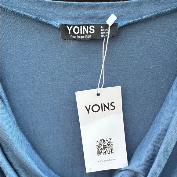 YOINS Blue Draped Blue Mini Dress Sz L US 12 - Picture 2 of 8